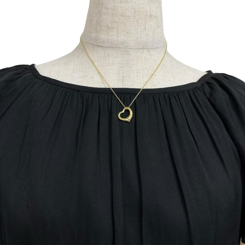 【TIFFANY&Co./ティファニー】 ネックレス オープンハート エルサペレッティ K18ゴールド 18金 4.2g 41cm レディース 【中古】【真子質店】【GD】 【YxMo】