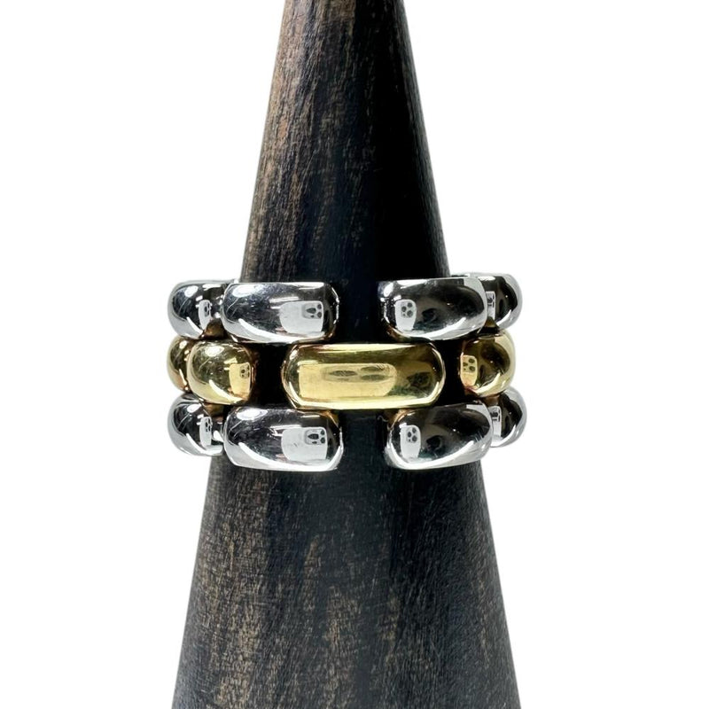 12号【Chopard/ショパール】 ダイヤモンド リング・指輪 ハッピーダイヤリング 3列ブレス風 K18YGイエローゴールド 18金/ステンレススチール 12.6g 82/8401-20 レディース 【中古】【真子質店】【GD】 【YYx】