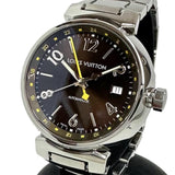 【LOUIS VUITTON/ルイ・ヴィトン】 タンブール Q1131 オーバーホール済/仕上げ済 GMT 腕時計 ステンレススチール 自動巻き/オートマ ブラウン文字盤 メンズ 【中古】【真子質店】【GD】 【ITxx】
