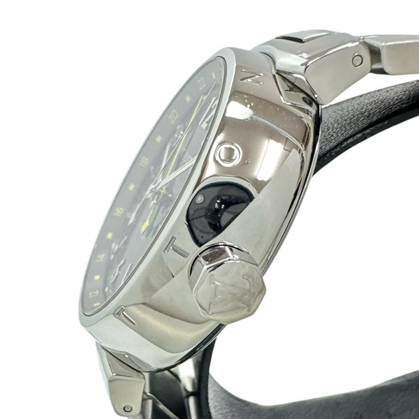 【LOUIS VUITTON/ルイ・ヴィトン】 タンブール Q1131 オーバーホール済/仕上げ済 GMT 腕時計 ステンレススチール 自動巻き/オートマ ブラウン文字盤 メンズ 【中古】【真子質店】【GD】 【ITxx】