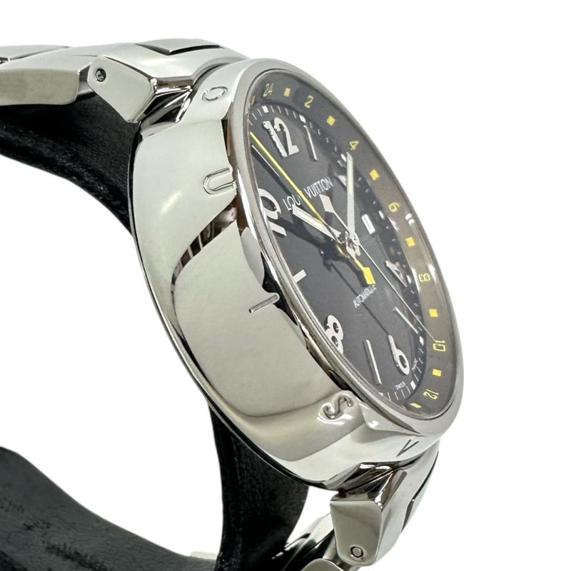 【LOUIS VUITTON/ルイ・ヴィトン】 タンブール Q1131 オーバーホール済/仕上げ済 GMT 腕時計 ステンレススチール 自動巻き/オートマ ブラウン文字盤 メンズ 【中古】【真子質店】【GD】 【ITxx】