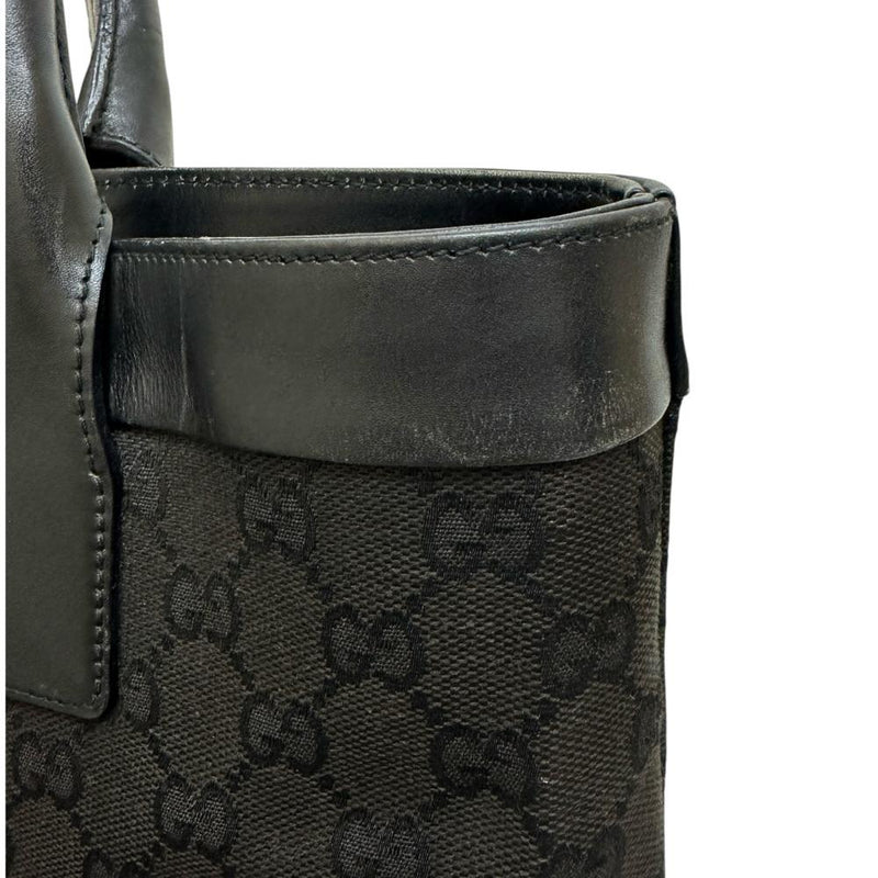 【GUCCI/グッチ】 002-1121 トートバッグ GGキャンバス/レザー ブラックキャンバス/ブラックレザー レディース【中古】【真子質店】【BL】 【IMox】