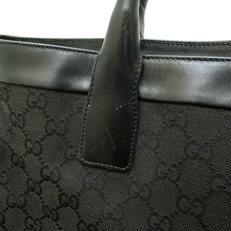 【GUCCI/グッチ】 002-1121 トートバッグ GGキャンバス/レザー ブラックキャンバス/ブラックレザー レディース【中古】【真子質店】【BL】 【IMox】