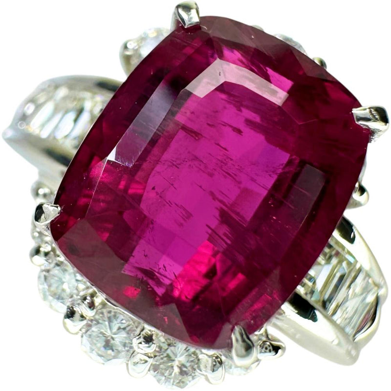 10.5号 ルベライト（レッドトルマリン） 4.451ct ダイヤモンド 1.06ct リング・指輪 Pt900プラチナ 9.5g レディース 【中古】【真子質店】【NN】 【IMoMoI】