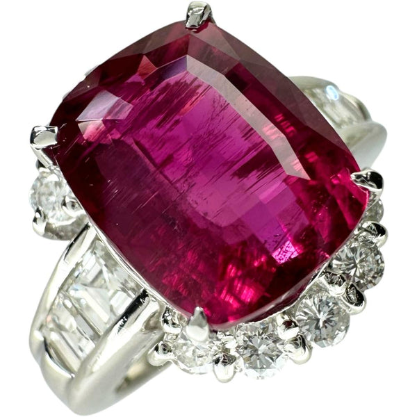 10.5号 ルベライト（レッドトルマリン） 4.451ct ダイヤモンド 1.06ct リング・指輪 Pt900プラチナ 9.5g レディース 【中古】【真子質店】【NN】 【IMoMoI】