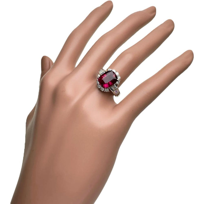 10.5号 ルベライト（レッドトルマリン） 4.451ct ダイヤモンド 1.06ct リング・指輪 Pt900プラチナ 9.5g レディース 【中古】【真子質店】【NN】 【IMoMoI】