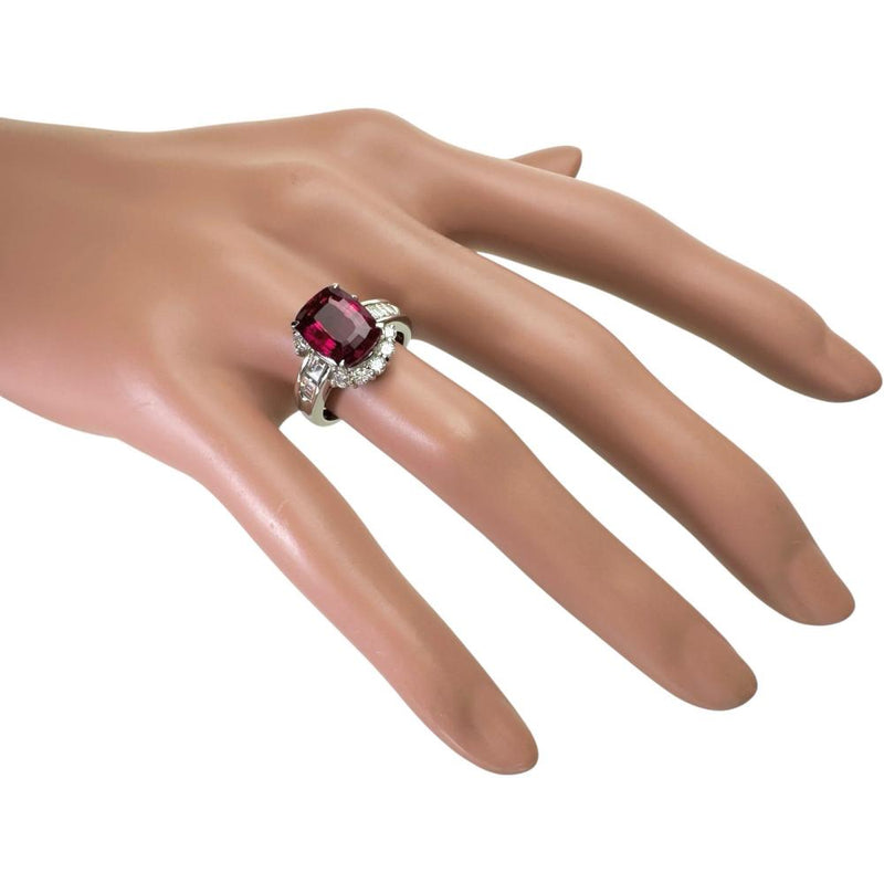 10.5号 ルベライト（レッドトルマリン） 4.451ct ダイヤモンド 1.06ct リング・指輪 Pt900プラチナ 9.5g レディース 【中古】【真子質店】【NN】 【IMoMoI】