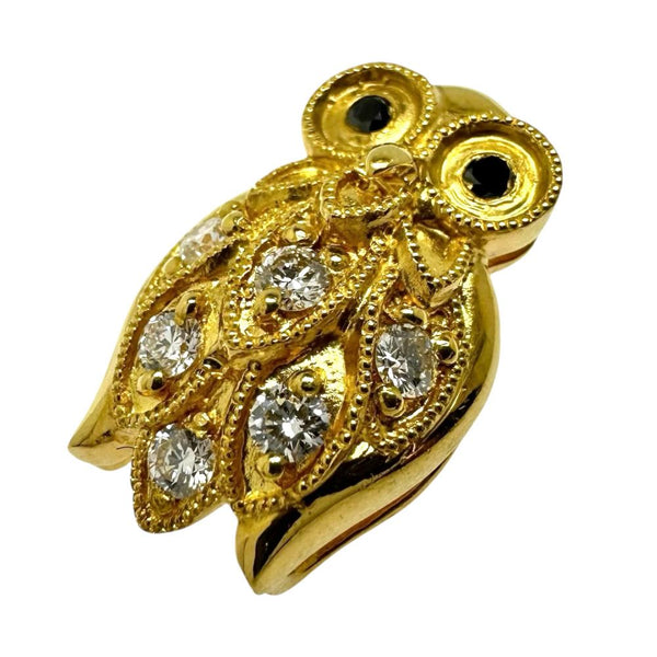 フクロウ ダイヤモンド 計0.18ct ペンダントトップ K24ゴールド 24金（純金） 3.9g レディース 【中古】【真子質店】【NN】 【KxD】
