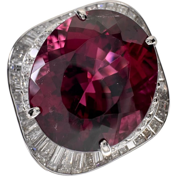 14号 ルベライト（レッドトルマリン） 9.55ct ダイヤモンド 1.70ct リング・指輪 Pt900プラチナ 13720 14.7g レディース 【中古】【真子質店】【NN】 【MaMaMoMo】