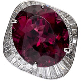 14号 ルベライト（レッドトルマリン） 9.55ct ダイヤモンド 1.70ct リング・指輪 Pt900プラチナ 13720 14.7g レディース 【中古】【真子質店】【NN】 【MaMaMoMo】