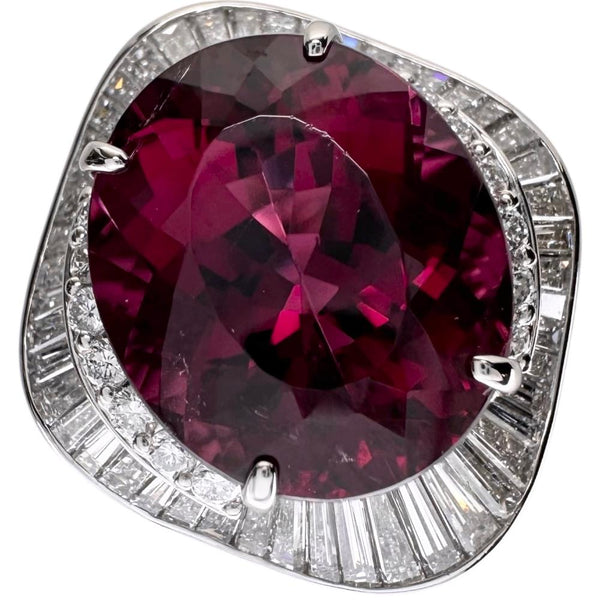 14号 ルベライト（レッドトルマリン） 9.55ct ダイヤモンド 1.70ct リング・指輪 Pt900プラチナ 13720 14.7g レディース 【中古】【真子質店】【NN】 【MaMaMoMo】