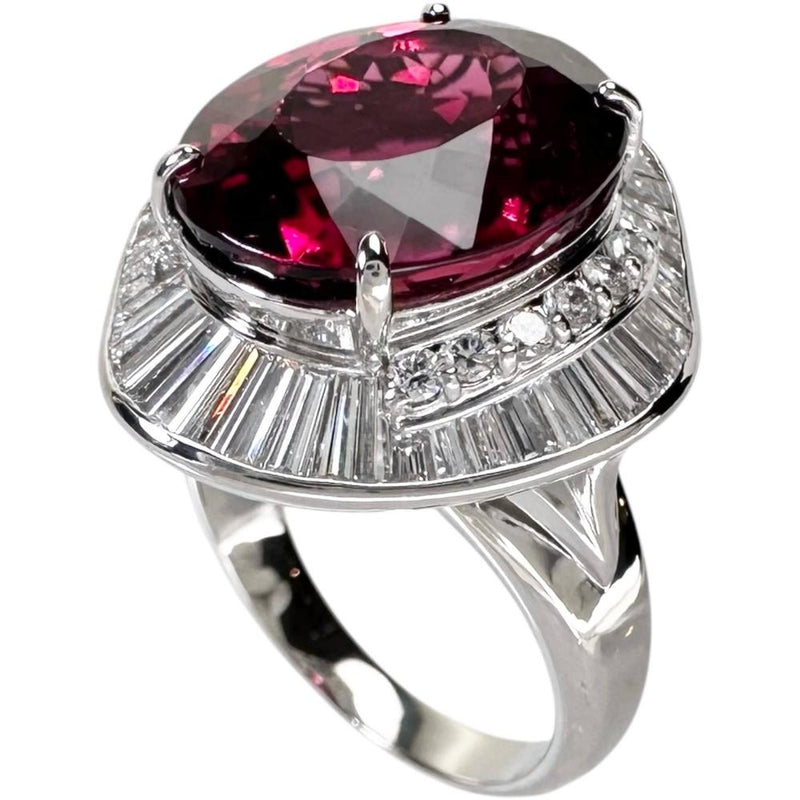 14号 ルベライト（レッドトルマリン） 9.55ct ダイヤモンド 1.70ct リング・指輪 Pt900プラチナ 13720 14.7g レディース 【中古】【真子質店】【NN】 【MaMaMoMo】