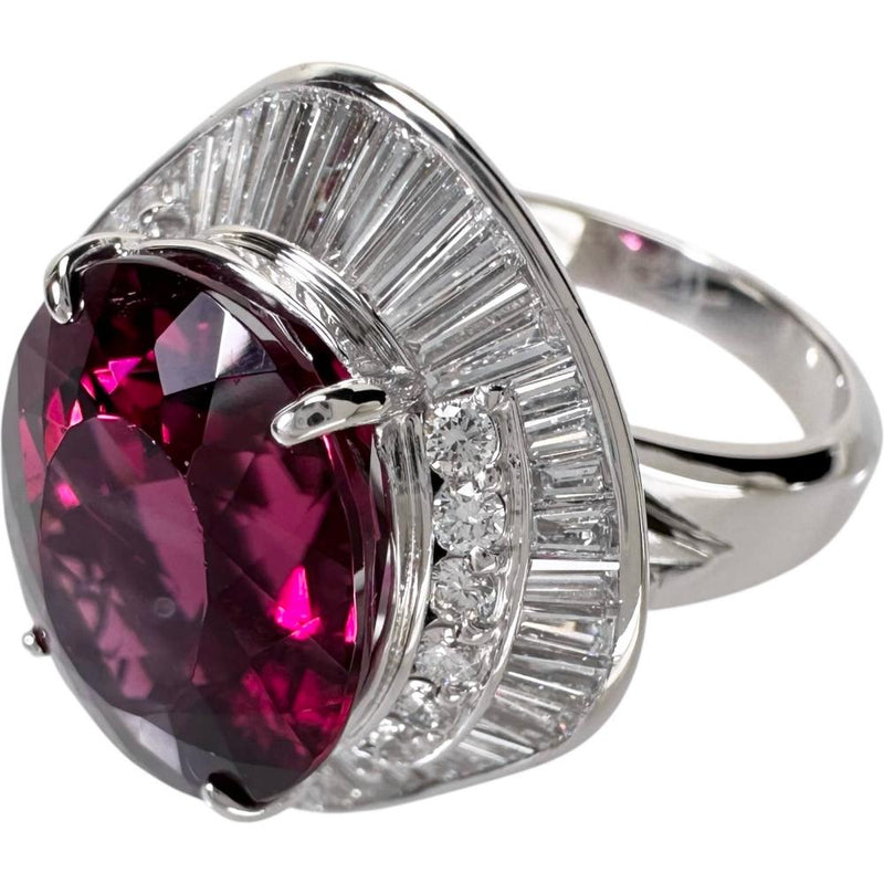 14号 ルベライト（レッドトルマリン） 9.55ct ダイヤモンド 1.70ct リング・指輪 Pt900プラチナ 13720 14.7g レディース 【中古】【真子質店】【NN】 【MaMaMoMo】