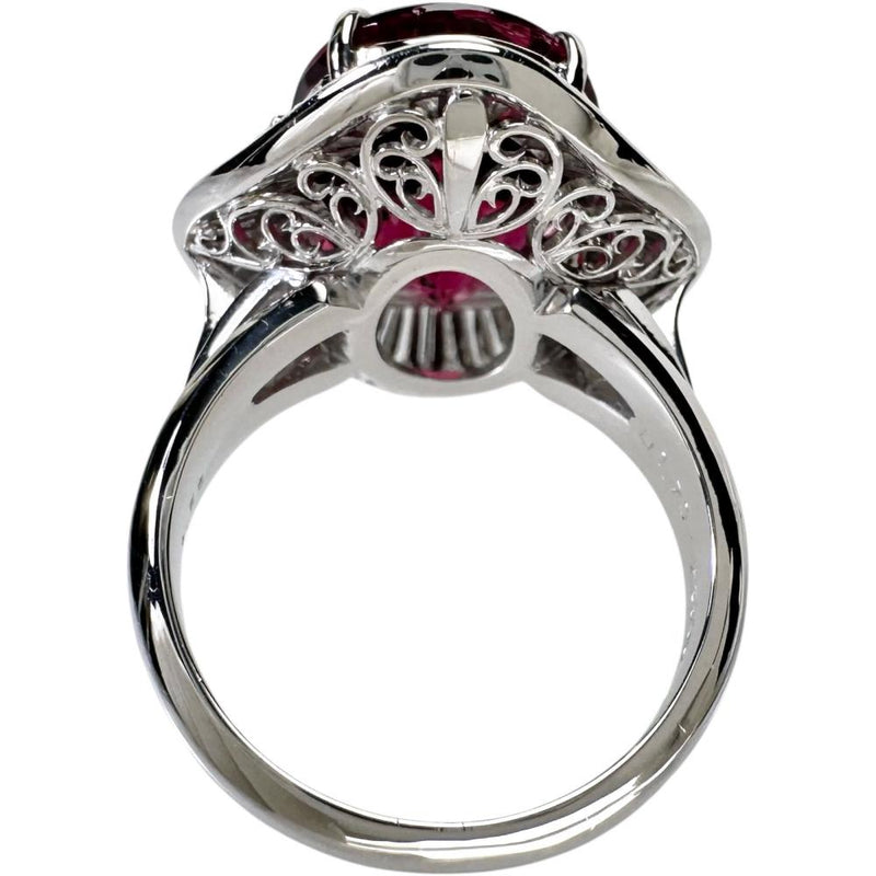 14号 ルベライト（レッドトルマリン） 9.55ct ダイヤモンド 1.70ct リング・指輪 Pt900プラチナ 13720 14.7g レディース 【中古】【真子質店】【NN】 【MaMaMoMo】