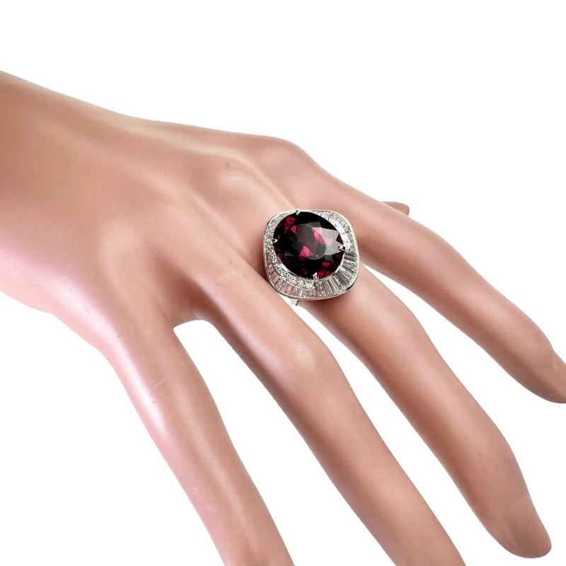 14号 ルベライト（レッドトルマリン） 9.55ct ダイヤモンド 1.70ct リング・指輪 Pt900プラチナ 13720 14.7g レディース 【中古】【真子質店】【NN】 【MaMaMoMo】