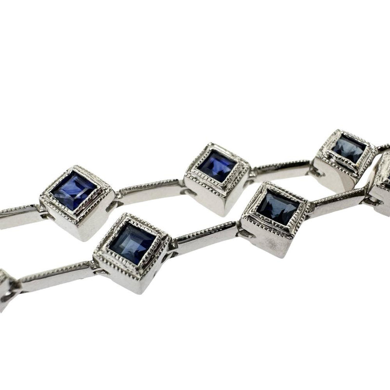 サファイア 計1.78ct ブレスレット K18WGホワイトゴールド 18金 7.7g 20.5cm レディース 【中古】【真子質店】【NN】 【SMoK】