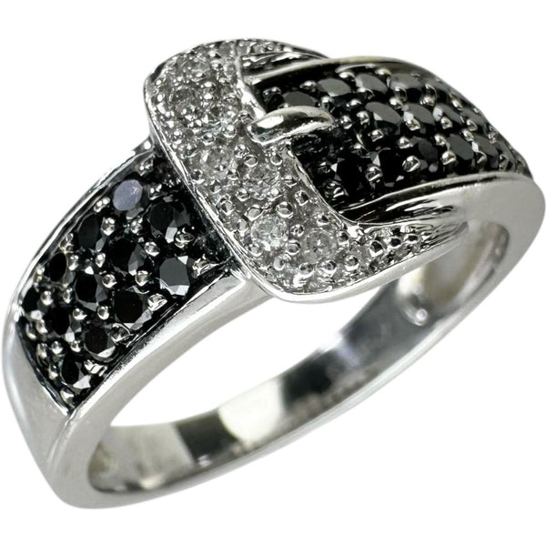 11号 仕上げ済 ベルトデザイン ブラックダイヤモンド 計0.45ct ダイヤモンド 計0.05ct リング・指輪 K18WGホワイトゴールド 18金 4.4g レディース 【中古】【真子質店】【NN】 【MoMox】