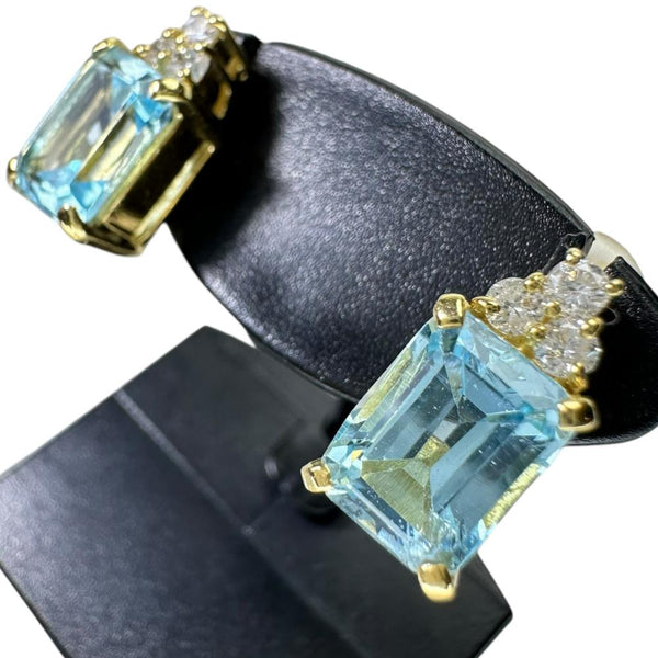 ブルートパーズ 1.90/1.90ct ダイヤモンド 0.10/0.10ct ピアス K18ゴールド 18金 4.0g レディース 【中古】【真子質店】【NN】 【DYT】
