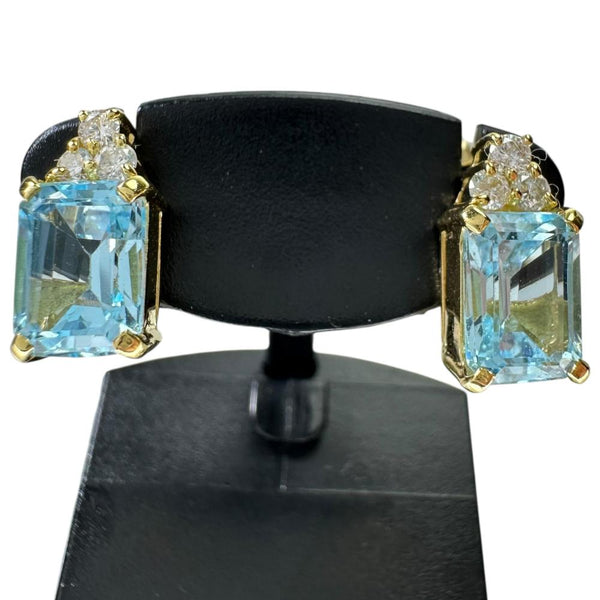 ブルートパーズ 1.90/1.90ct ダイヤモンド 0.10/0.10ct ピアス K18ゴールド 18金 4.0g レディース 【中古】【真子質店】【NN】 【DYT】
