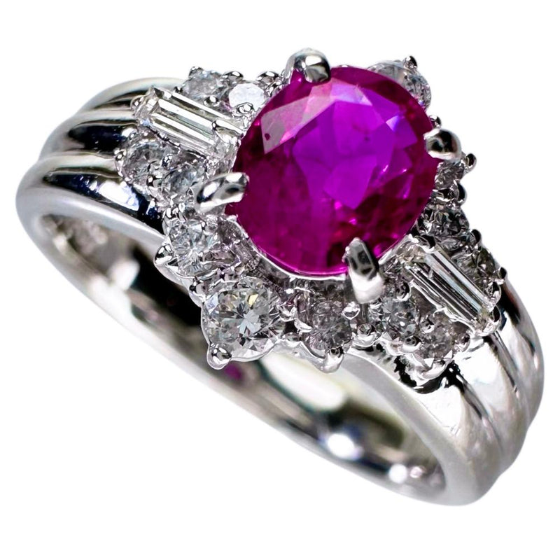 Pt900　高品質ルビーリング　R0.24ct　D0.12ct　サイズ12号 12.5号 ルビー 0.70ct ダイヤモンド 0.32ct リング・指輪 Pt900