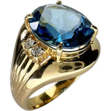 14号 ブルートパーズ 4.11ct ダイヤモンド 計0.13ct リング・指輪 K18ゴールド 18金 6.1g レディース 【中古】【真子質店】【NN】 【YSK】