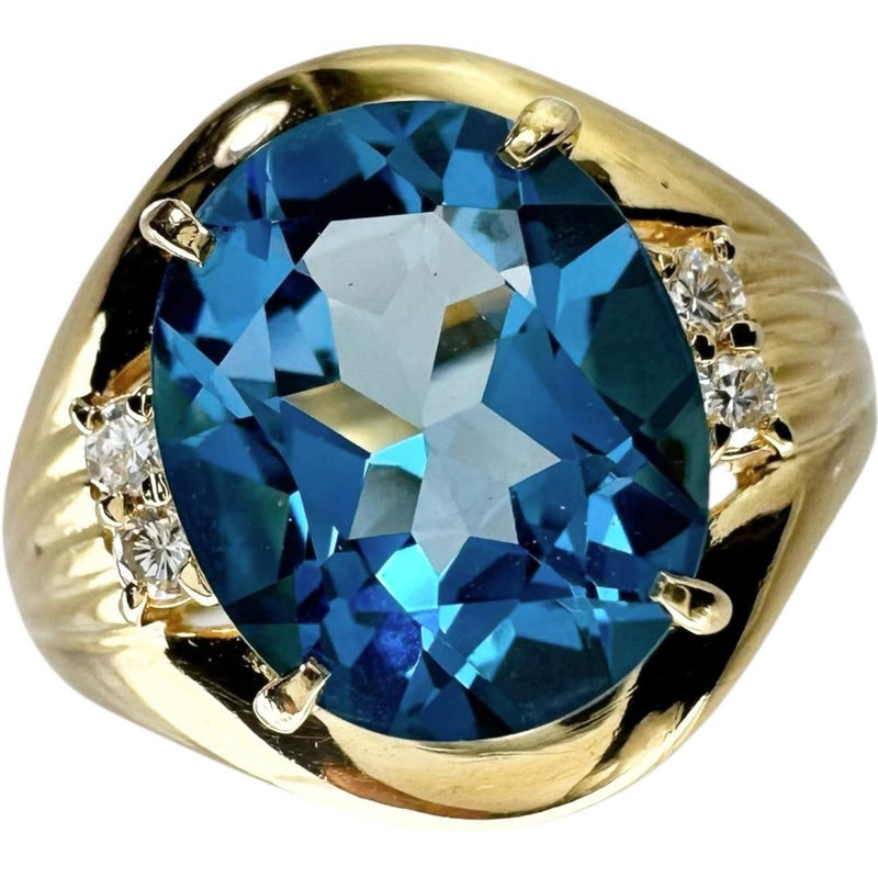 14号 ブルートパーズ 4.11ct ダイヤモンド 計0.13ct リング・指輪 K18ゴールド 18金 6.1g レディース 【中古】【真子質店】【NN】 【YSK】