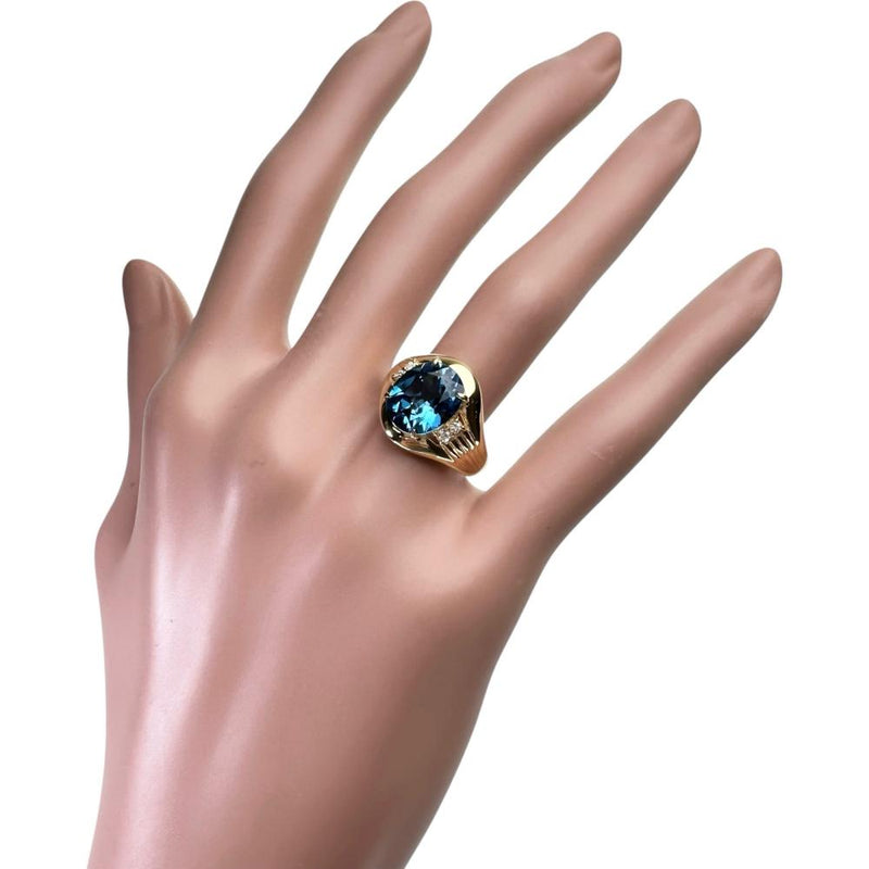 14号 ブルートパーズ 4.11ct ダイヤモンド 計0.13ct リング・指輪 K18ゴールド 18金 6.1g レディース 【中古】【真子質店】【NN】 【YSK】