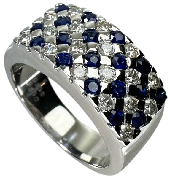 13.5号 サファイア 0.80ct ダイヤモンド 0.65ct リング・指輪 K18WGホワイトゴールド 18金 8.4g レディース 【中古】【真子質店】【NN】 【ITDMa】