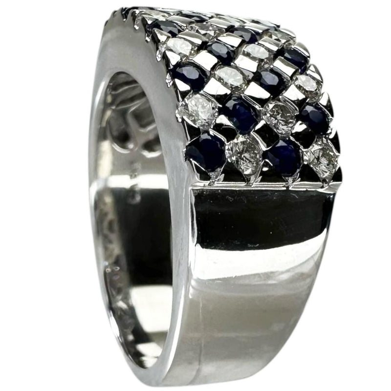 13.5号 サファイア 0.80ct ダイヤモンド 0.65ct リング・指輪 K18WGホワイトゴールド 18金 8.4g レディース 【中古】【真子質店】【NN】 【ITDMa】