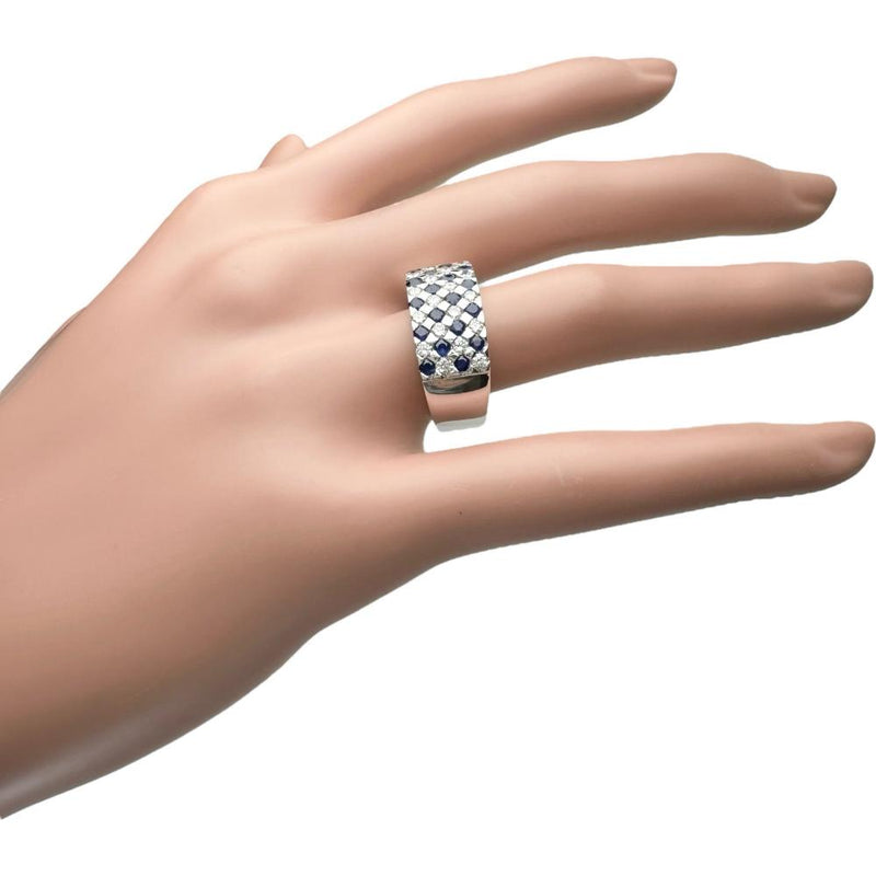 13.5号 サファイア 0.80ct ダイヤモンド 0.65ct リング・指輪 K18WGホワイトゴールド 18金 8.4g レディース 【中古】【真子質店】【NN】 【ITDMa】