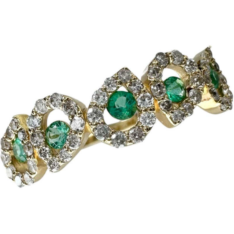 14号 エメラルド 計0.15ct ダイヤモンド 計0.36ct リング・指輪 K18ゴールド 18金 1.9g レディース 【中古】【真子質店】【NN】 【MaMax】
