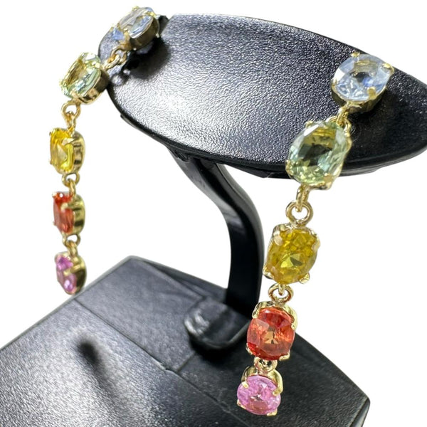 マルチカラーサファイヤ 1.00/1.00ct ピアス K18ゴールド 18金 1.3g レディース 【中古】【真子質店】【NN】 【IDMa】