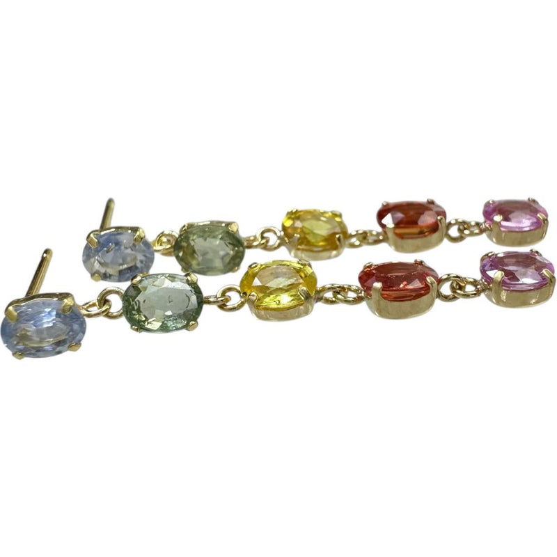 マルチカラーサファイヤ 1.00/1.00ct ピアス K18ゴールド 18金 1.3g レディース 【中古】【真子質店】【NN】 【IDMa】