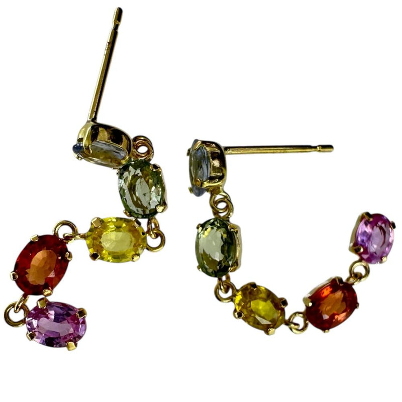 マルチカラーサファイヤ 1.00/1.00ct ピアス K18ゴールド 18金 1.3g レディース 【中古】【真子質店】【NN】 【IDMa】