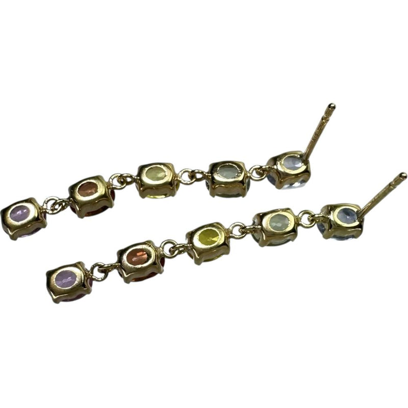 マルチカラーサファイヤ 1.00/1.00ct ピアス K18ゴールド 18金 1.3g レディース 【中古】【真子質店】【NN】 【IDMa】