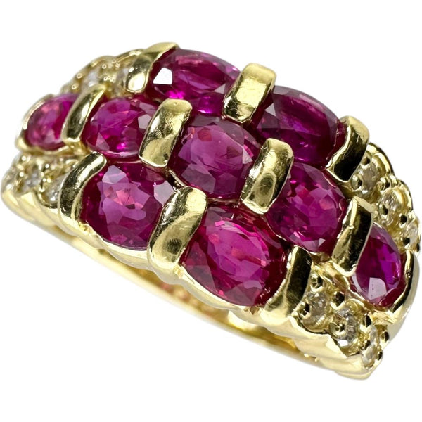 9.5号 ルビー 計2.00ct ダイヤモンド 計0.30ct リング・指輪 K18ゴールド 18金 5.3g レディース 【中古】【真子質店】【NN】 【KTY】