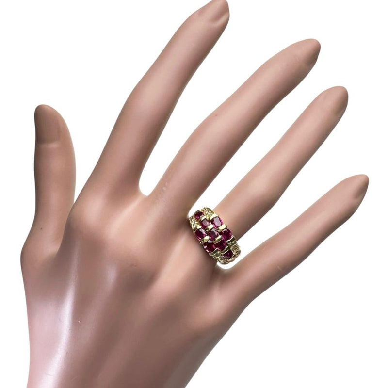 9.5号 ルビー 計2.00ct ダイヤモンド 計0.30ct リング・指輪 K18ゴールド 18金 5.3g レディース 【中古】【真子質店】【NN】 【KTY】