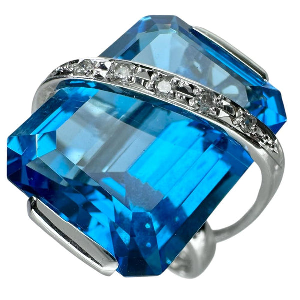 10.5号 ブルートパーズ 25.18ct ダイヤモンド 0.08ct リング・指輪 K18WGホワイトゴールド 18金 11.7g レディース 【中古】【真子質店】【NN】 【SMaMo】