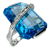 10.5号 ブルートパーズ 25.18ct ダイヤモンド 0.08ct リング・指輪 K18WGホワイトゴールド 18金 11.7g レディース 【中古】【真子質店】【NN】 【SMaMo】