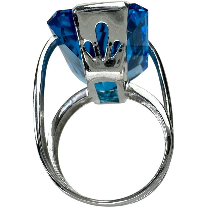 10.5号 ブルートパーズ 25.18ct ダイヤモンド 0.08ct リング・指輪 K18WGホワイトゴールド 18金 11.7g レディース 【中古】【真子質店】【NN】 【SMaMo】