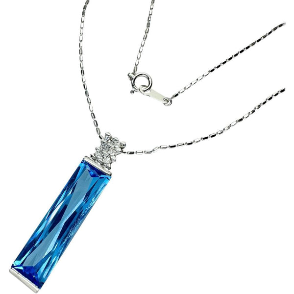 ブルートパーズ 13.55ct ダイヤモンド 0.30ct ネックレス K18WGホワイトゴールド 18金 9.3g 40cm レディース 【中古】【真子質店】【NN】 【SDY】
