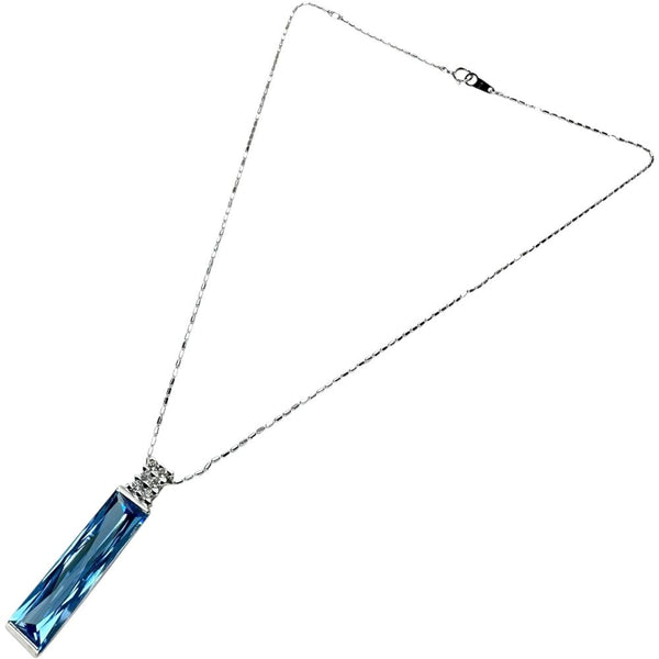 ブルートパーズ 13.55ct ダイヤモンド 0.30ct ネックレス K18WGホワイトゴールド 18金 9.3g 40cm レディース 【中古】【真子質店】【NN】 【SDY】