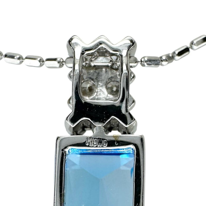 ブルートパーズ 13.55ct ダイヤモンド 0.30ct ネックレス K18WGホワイトゴールド 18金 9.3g 40cm レディース 【中古】【真子質店】【NN】 【SDY】
