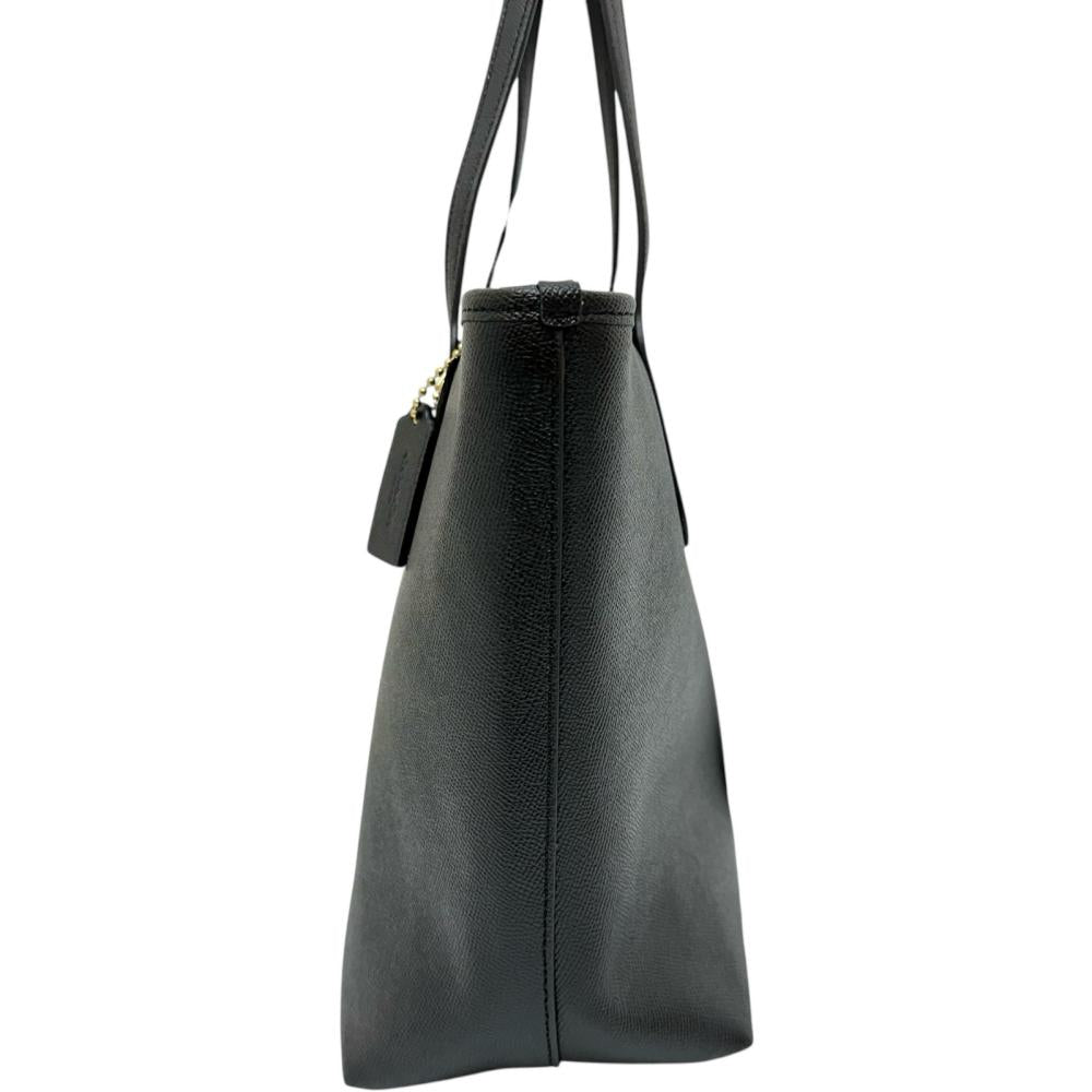 【美品】コーチ　F58846 レザー トートバッグ　黒　馬車金具　肩掛け　大容量 COACH/コーチ】 F58846 トートバッグ レザー ブラック レディース
