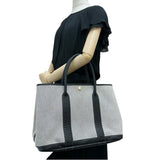 【HERMES/エルメス】 ガーデンパーティPM ハンドバッグ □H刻印（2004年） キャンバス/レザー グレーキャンバス/ブラックレザー レディース【中古】【真子質店】【BL】 【ITTI】