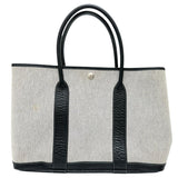 【HERMES/エルメス】 ガーデンパーティPM ハンドバッグ □H刻印（2004年） キャンバス/レザー グレーキャンバス/ブラックレザー レディース【中古】【真子質店】【BL】 【ITTI】