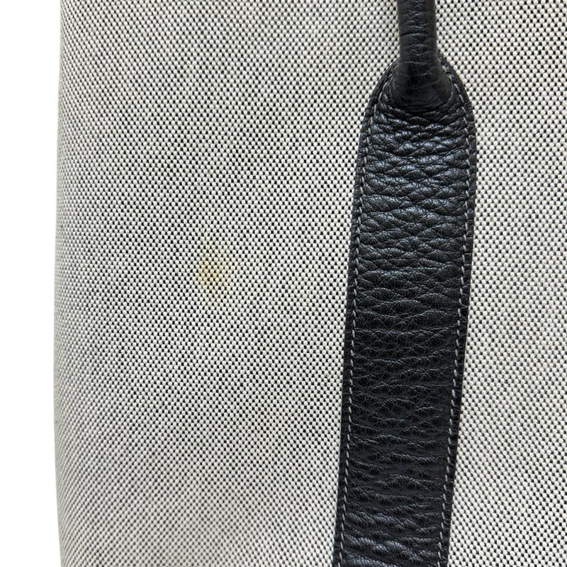 【HERMES/エルメス】 ガーデンパーティPM ハンドバッグ □H刻印（2004年） キャンバス/レザー グレーキャンバス/ブラックレザー レディース【中古】【真子質店】【BL】 【ITTI】