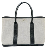 【HERMES/エルメス】 ガーデンパーティPM ハンドバッグ □H刻印（2004年） キャンバス/レザー グレーキャンバス/ブラックレザー レディース【中古】【真子質店】【BL】 【ITTI】