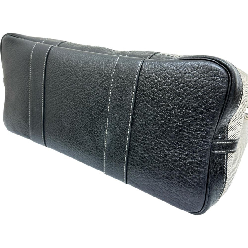 【HERMES/エルメス】 ガーデンパーティPM ハンドバッグ □H刻印（2004年） キャンバス/レザー グレーキャンバス/ブラックレザー レディース【中古】【真子質店】【BL】 【ITTI】