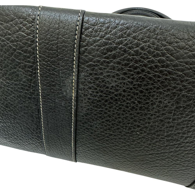 【HERMES/エルメス】 ガーデンパーティPM ハンドバッグ □H刻印（2004年） キャンバス/レザー グレーキャンバス/ブラックレザー レディース【中古】【真子質店】【BL】 【ITTI】